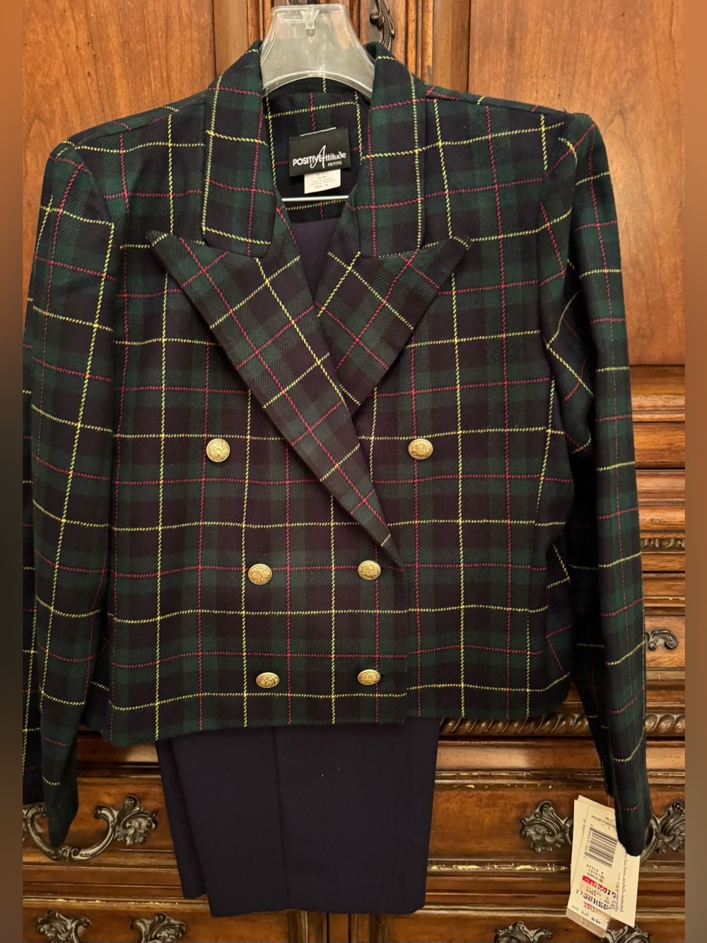 Scottish Plaid crop jacket and pants ensemble 14P NWT